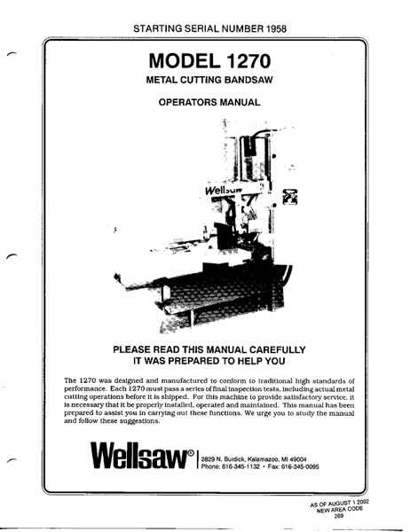 Wellsaw 1270-1958