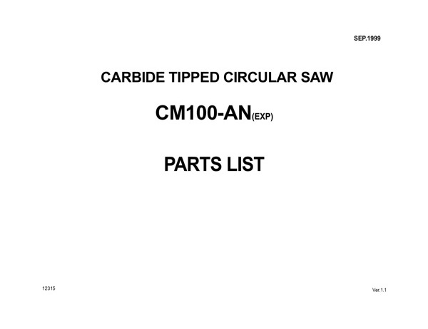 Band Saw Manual Amada CM100-AN(EXP) Sept.-1999-sn-10500001_V1.1