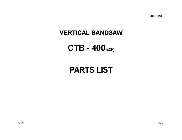 Band Saw Manual Amada CTB-400(EXP) July-1996-sn-40850002