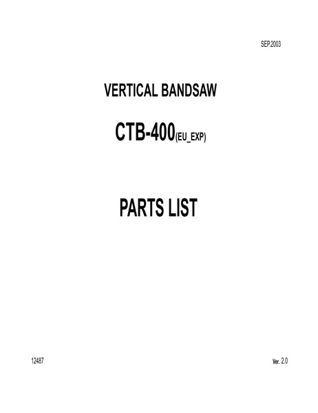 Band Saw Manuals Amada Parts CTB-400