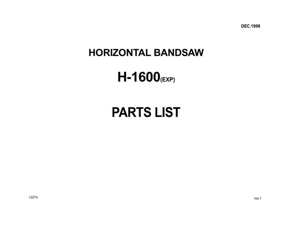 Band Saw Manual Amada H-1600(EXP) Dec-1998-13000075