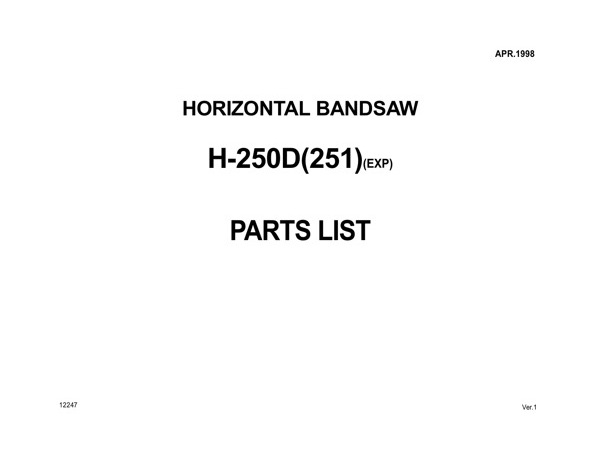 Band Saw Manual Amada H-250D(251)(EXP)April-1998-sn-20310002