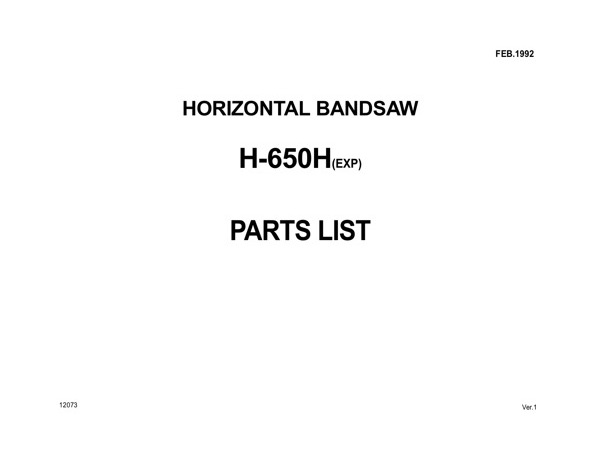 Band Saw Manual Amada H-650H(EXP) Feb.1992-sn-65200130