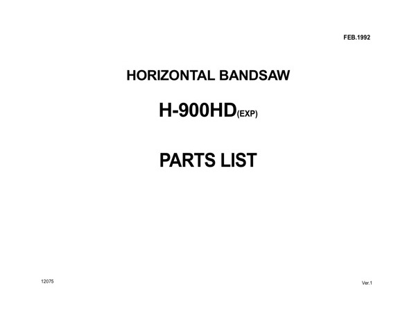 Band Saw Manual Amada H-900HD(EXP) Feb.-1992-sn-00500550