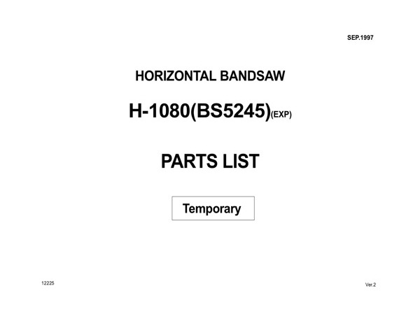 Band Saw Manual Amada H1080(BS5245)(EXP)Sept.1997-sn-00750472