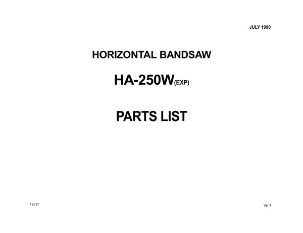 Band Saw Manual Amada HA-250W(EXP) July-1990-sn25050078