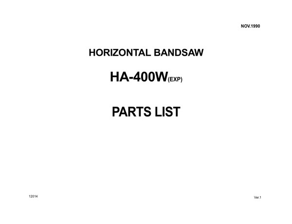 Band Saw Manual Amada HA-400W(EXP) Nov-1990-sn40651075