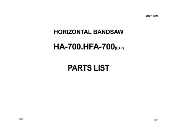 Band Saw Manual Amada HA700, HFA700