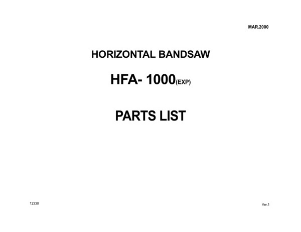 Band Saw Manual Amada HFA-1000(EXP) March-2000-sn-11130001