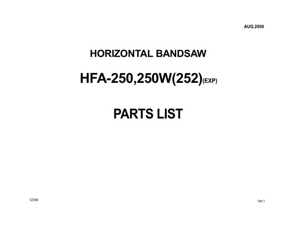 Band Saw Manual Amada HFA-250.250W(252)(EXP) Aug.-2000-sn-20140001