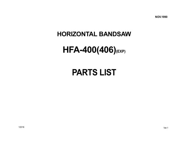 Band Saw Manual Amada HFA-400(406)(EXP) Nov-1990-sn40630038