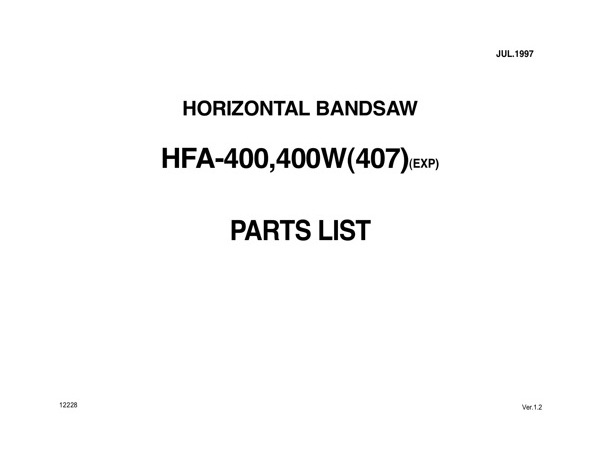 Band Saw Manual Amada HFA-400, HFA-400W