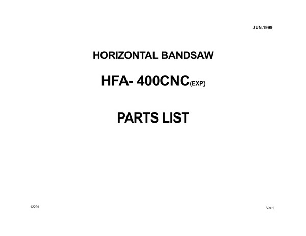 Band Saw Manual Amada HFA-400CNC(EXP) Feb-1999-sn-40840022