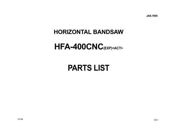 Band Saw Manual Amada HFA-400CNC(EXP)(ACT) Jan-1995-sn-40840001