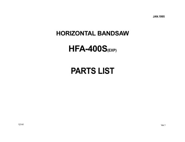 Band Saw Manual Amada HFA-400S(EXP) Jan.-1995-sn-4983001