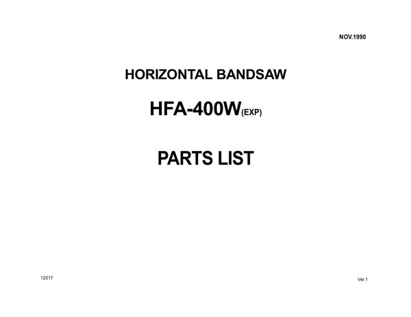 Band Saw Manual Amada HFA-400W(EXP) Nov-1990-sn40660078