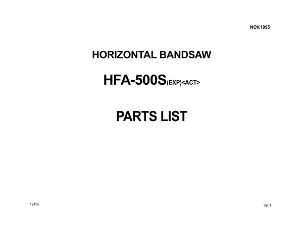 Band Saw Manual Amada HFA-500S(EXP)(ACT) Nov.-1995-sn-50330004