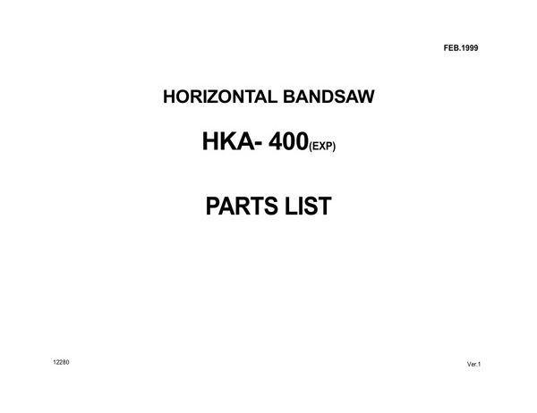 Band Saw Manual Amada HKA-400(EXP) Feb-1999-sn-40000001