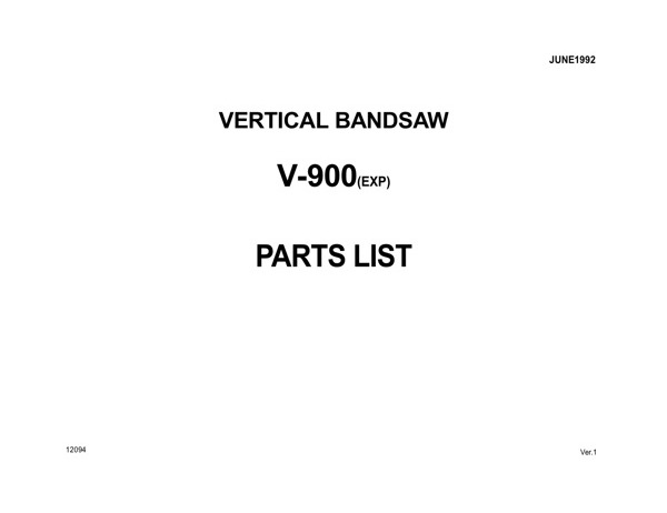 Band Saw Manual Amada V-900(EXP) June-1992-SN-00230444