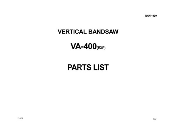 Band Saw Manual Amada VA-400(EXP) Nov1990-sn00803910