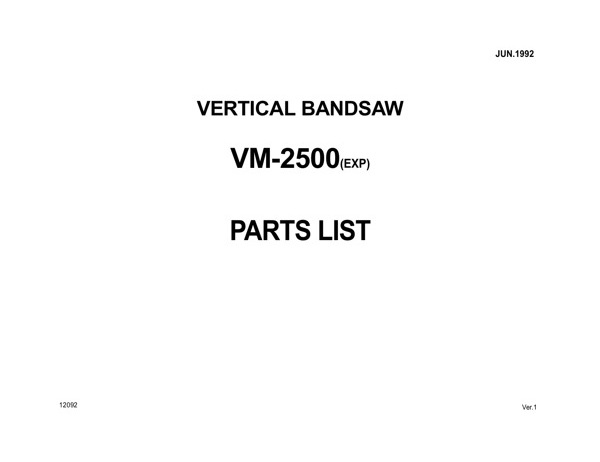 Band Saw Manual Amada VM-2500(EXP) June-1992-sn-25000047