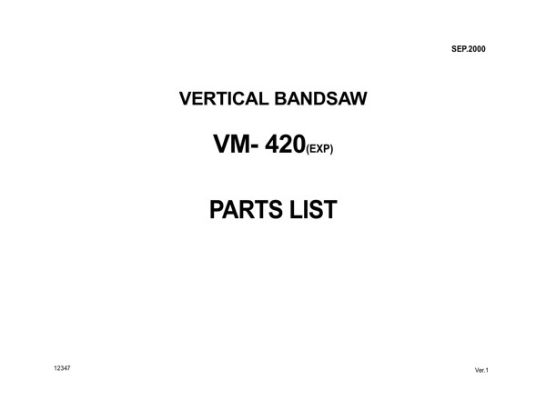 Band Saw Manual Amada VM-420(EXP) Sep-2000-sn-42000075