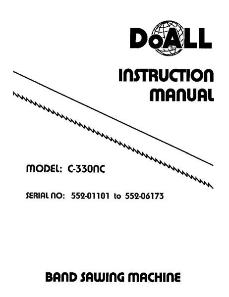 Band Saw Manual DoAll C-330NC