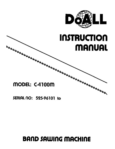 Band Saw Manual DoAll C-4100M Serial 525