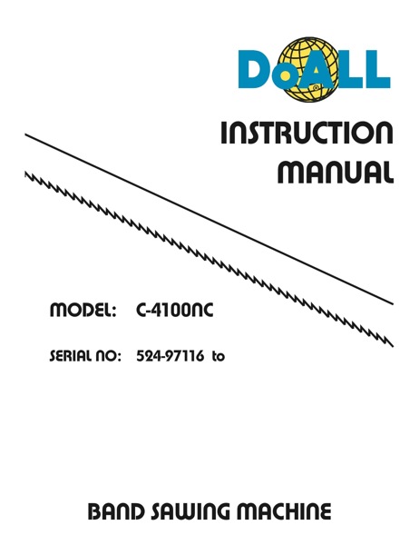 Band Saw Manual DoAll C-4100NC Serial 525-116-ON