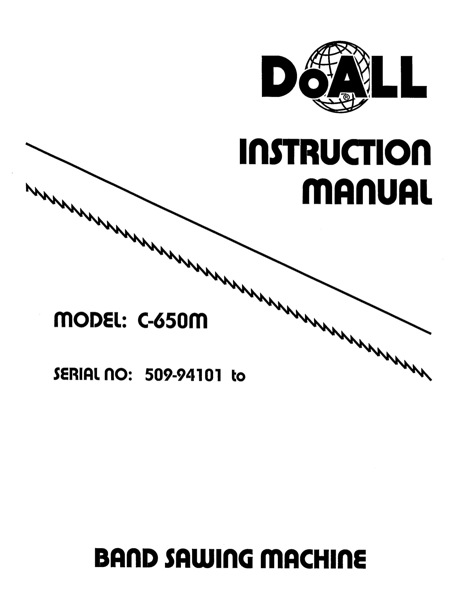Band Saw Manual DoAll C-650M
