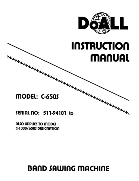 Band Saw Manual DoAll C-650S