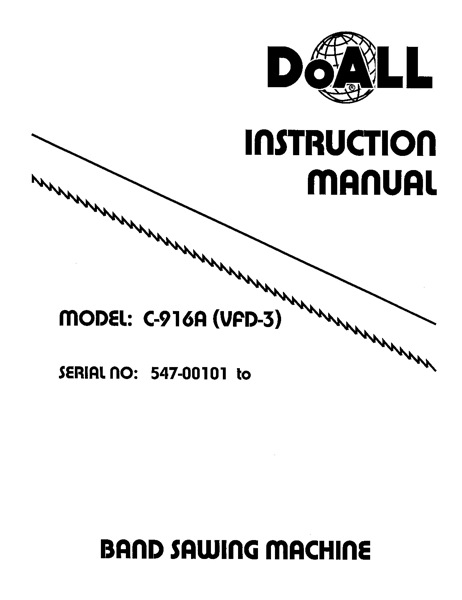 Band Saw Manual DoAll C-916A(VFD-3)