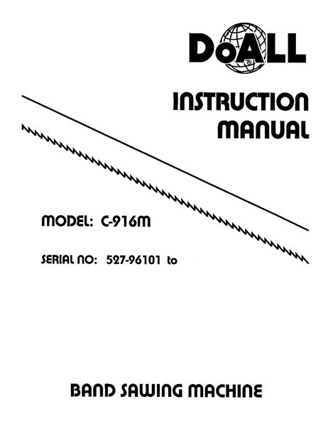 Band Saw Manual DoAll C-916M