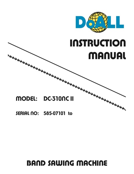 Band Saw Manual DoAll DC-310NC-II