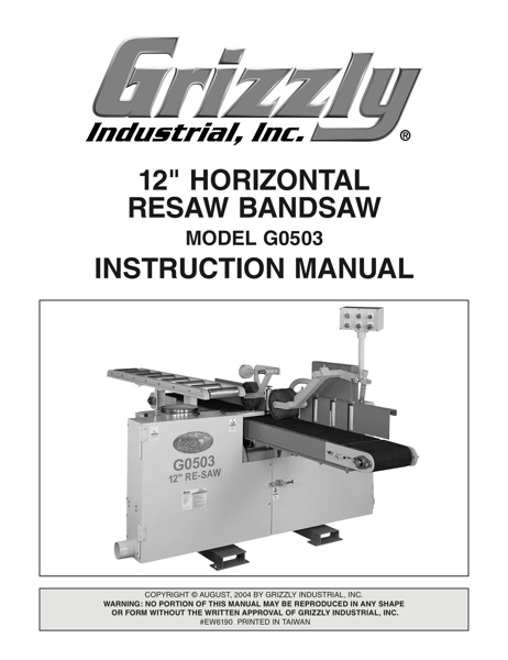 Band Saw Manual Grizzly G0503