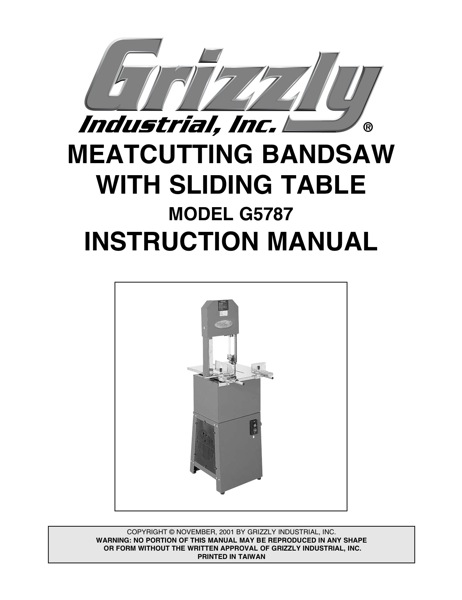 Band Saw Manual Grizzly G5787