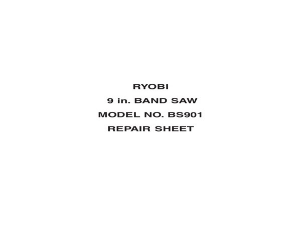 Band Saw Manual Ryobi BS901