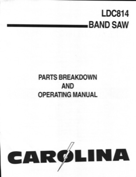 Band Saw Manual Carolina LDC814