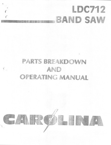Band Saw Manual Carolina LDC712