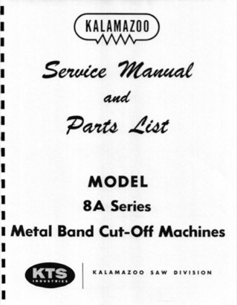 Band Saw Manual Kalamazoo 8A