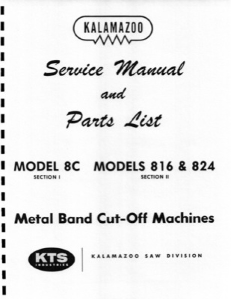 Band Saw Manual Kalamazoo 8C 816 824
