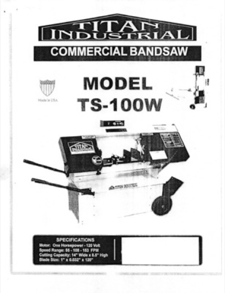 Band Saw Manual Titan TS 100W