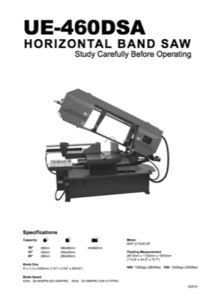 Band Saw Manual Velox 460DSA
