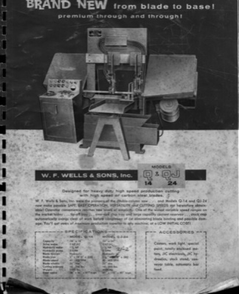 Band Saw Manual Installation W.F. Wells. Q-14 Q-24