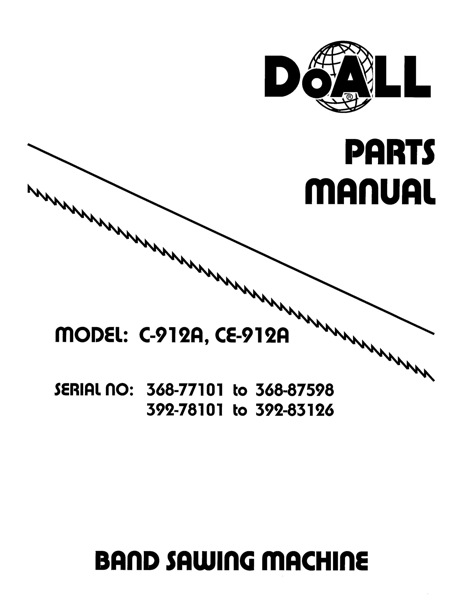 Band Saw Manual DoAll C-912A, CE-912A