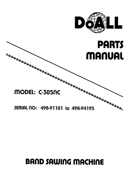 Band Saw Manual DoAll Production Power C-305NC