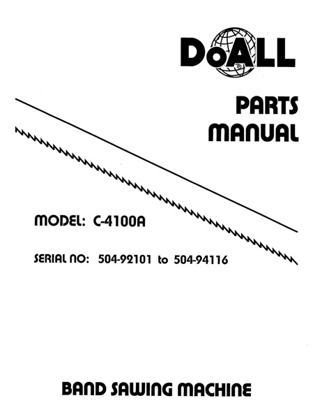 Band Saw Manual DoAll Production Power C-4100A