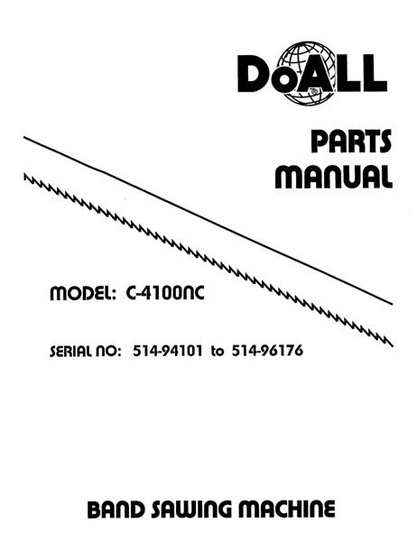 Band Saw Manual DoAll Production Power C-4100NC
