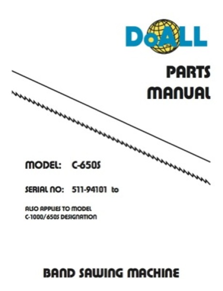 Band Saw Manual DoAll Production Power C-605-S