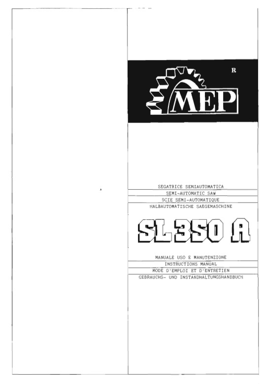 Band Saw Manual Hyd Mech MEP SL350A fino al 1988